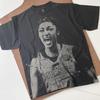 Angel Reese Handmade Bleached T-Shirt: Faded Black Cotton Spray art Unisex Tee