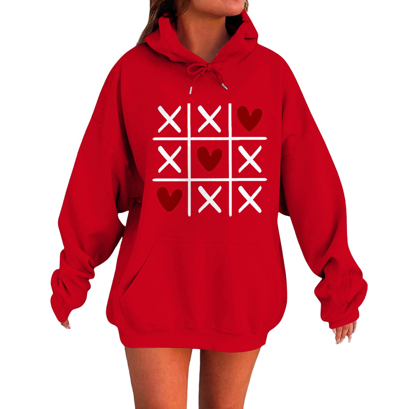 

Женский свободный удобный повседневный модный свитшот с длинным рукавом с принтом Love L красный