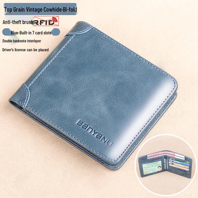 Herren 2025 Neuer Stil Rindsleder Geldbörse mit Geldklammer und Führerscheinfach