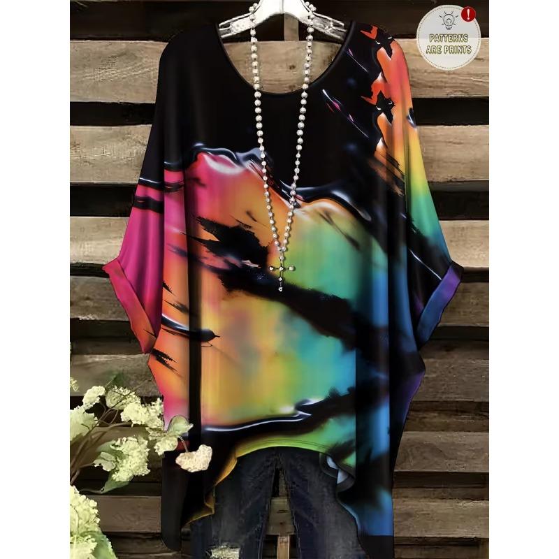 Fashion New Arrival Plus Size Bastet Egyptian Cat Goddess Print Women's Top Elegant Casual Style Round Neck Long Sleeve T-Shirt