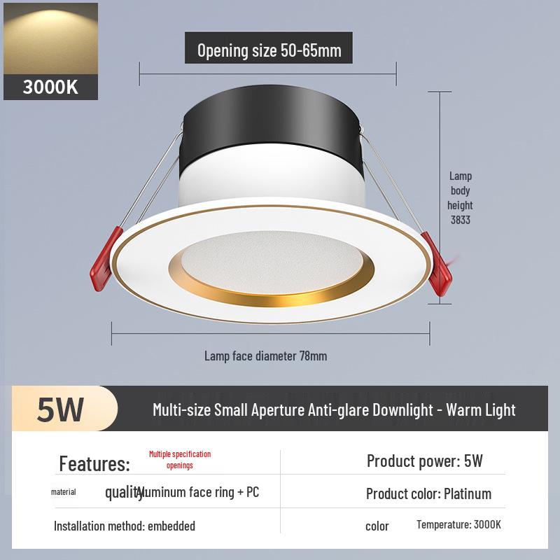 2-Inch Recessed Spotlight: Small Downlight for Ceiling In Living Room, Bullseye Hole Design, Opening Size 55.5cm X 606.5cm