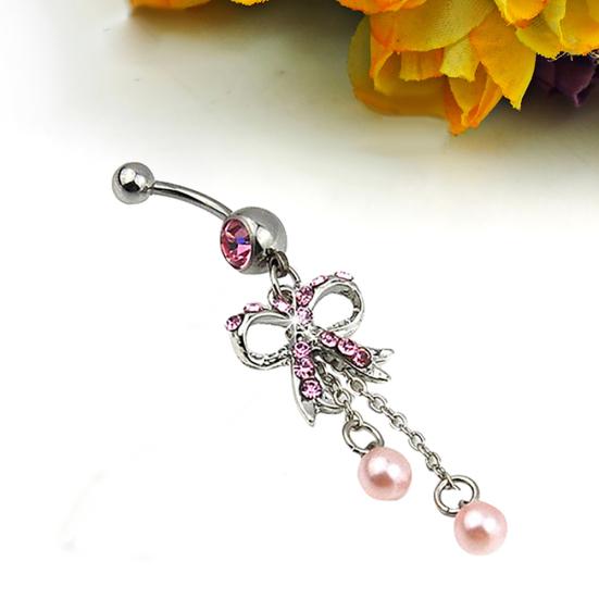 Women Butterfly Dangle Ball Button Barbell Bar Body Piercing Belly Navel Ring