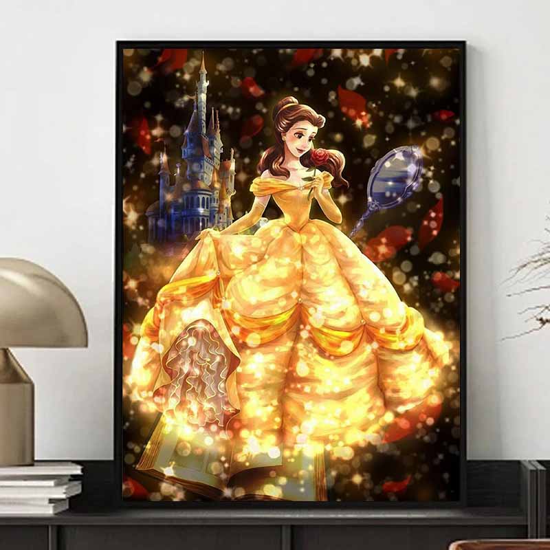Disney Belle Diamond Painting: A Dreamy Fairy Tale Illustration 5D DIY Rhinestone Diamond Embroidery Cross Stitch Home and Wedding Decoration