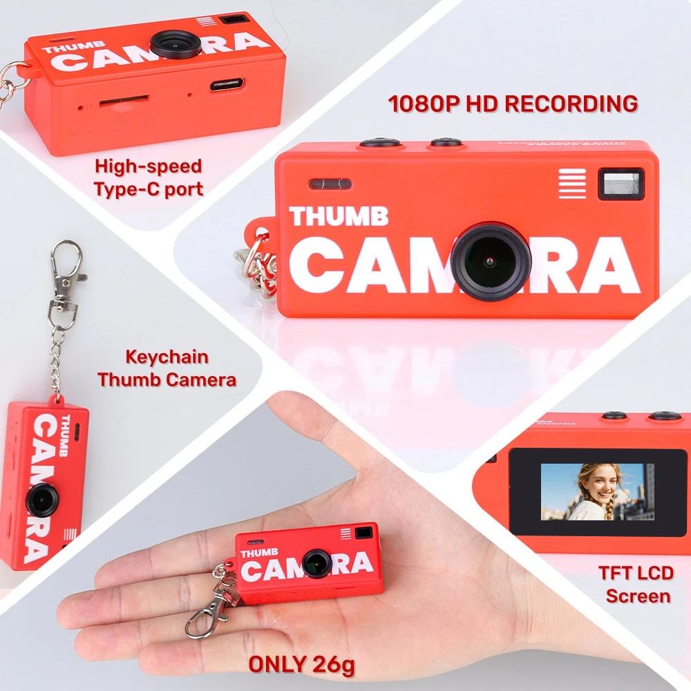 Mini Keychain Thumb Camera with 1080P HD Video Recording and 130 Degree Wide Angle Lens TFT LCD Display Screen for Students 2025