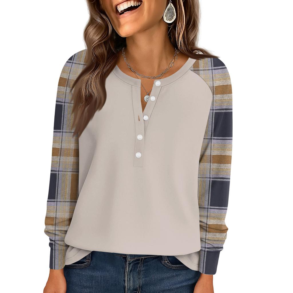 Women's Fashion  Loose Long Sleeve Round Neck Casual Top