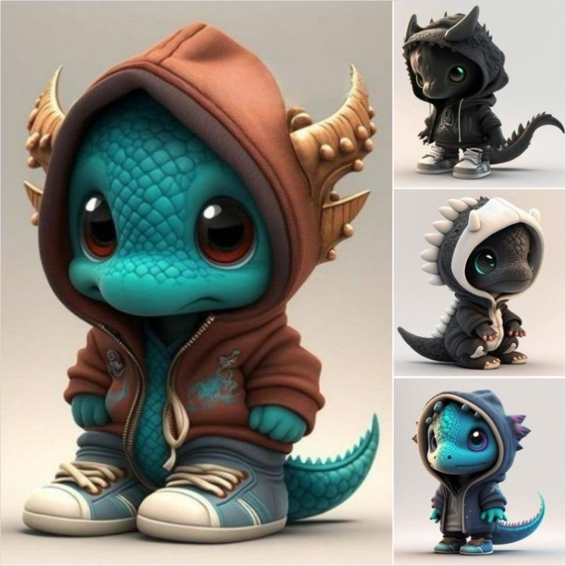 Halloween Dinosaur Spirit Figurine Set, Doll, Atmosphere Scene Decoration, Resin Ornament, Craft Item, Gift
