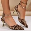 Dámské Sexy Leopardí Sandály na Vysokém Podpatku Dámské Korálkové Křišťálové Luxusní Společenské Boty Designové Lodičky Zapatillas De Mujer 2025