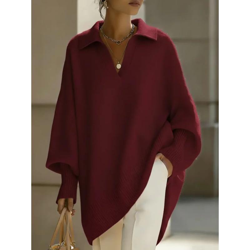 VEZFAA Damenmode, lässig, Herbst/Winter, einfarbig, mit langem Ärmel, Rollkragen
