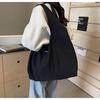 Contrasting Color Letter Casual Handbag 2025 New Simple Korean Style Shoulder Bag Lazy Style Simple Canvas Bag Women