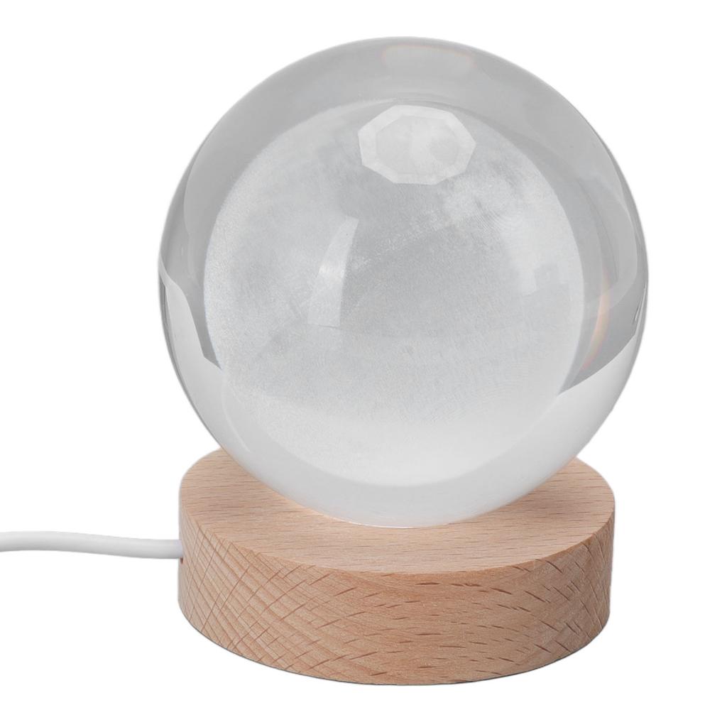 3D Moon Night Lamp Crystal Ball Night Light LED Wooden Inter Carving Tabletop Ornaments for Friends