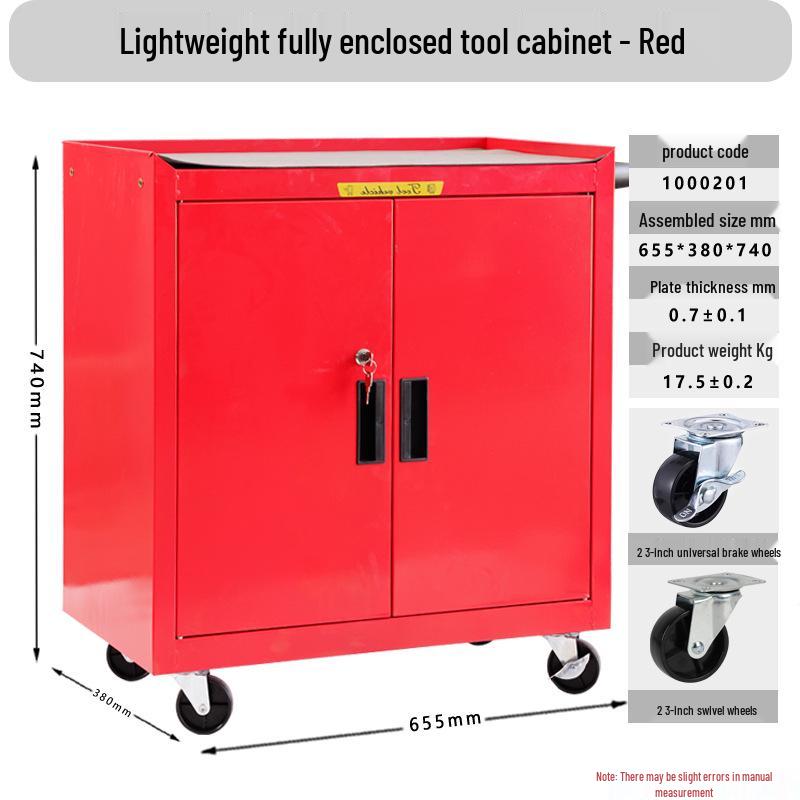 Mobile Locking Tool Trolley Cabinet with Pegboard and Drawers for Workshop Maintenance