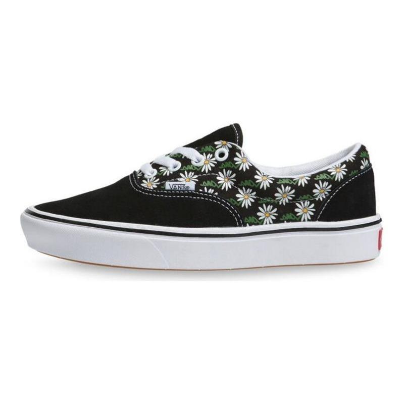 Vans Era Scribble Flower ComfyCush Canvas Comfort Minimalist Low Top Unisex Skate Shoes Black White Print VN0A3WM949K 36.5