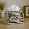 1pc Tissue Box Holder Featuring a Rustic Pastoral Design with a Rider On Horseback, Made from Durable Polyester, Perfect for The Kitchen, Living Room,