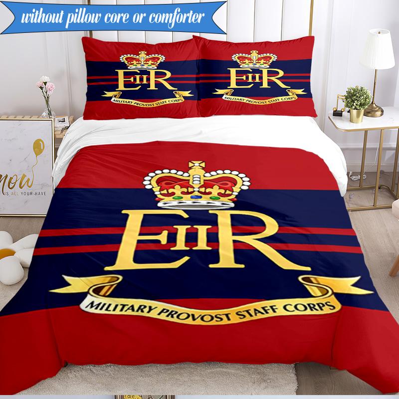 3PCS Royal Engineers Crest Emblem Bedding Set 2D Printing (Includes 1 Duvet Cover + 2 Pillowcases Coreless), Bedroom decor,Fan Gift