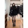 Women's Black Woolen Coat - Autumn/Winter 2025 High-End Casual Slimming Korean Style