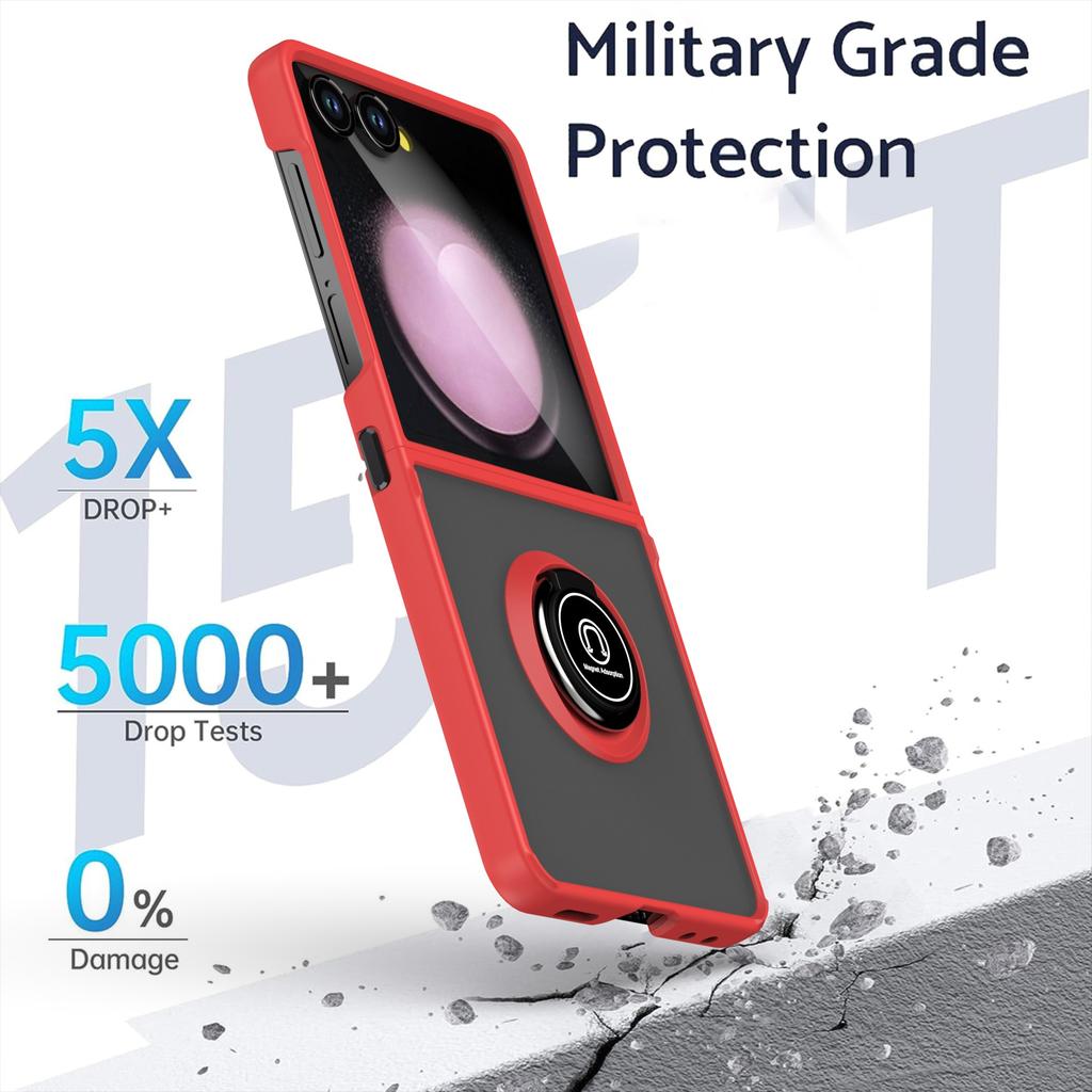 Sports for Luxury Magnetic Ring Folding Cell Phone Case for Z Flip 5G/7 Protective TPU+PC Shockproof Screen Protector