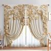 2PCS Luxury Gold Classical Curtains, Pole Bag Polyester Material Design, Bedroom, Home Decoration