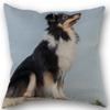 New Custom Dog Sheltie Pillowcase Cotton Linen Fabric Square Zipper Pillowcase 45X45cm Wedding Decorative Pillow Cover