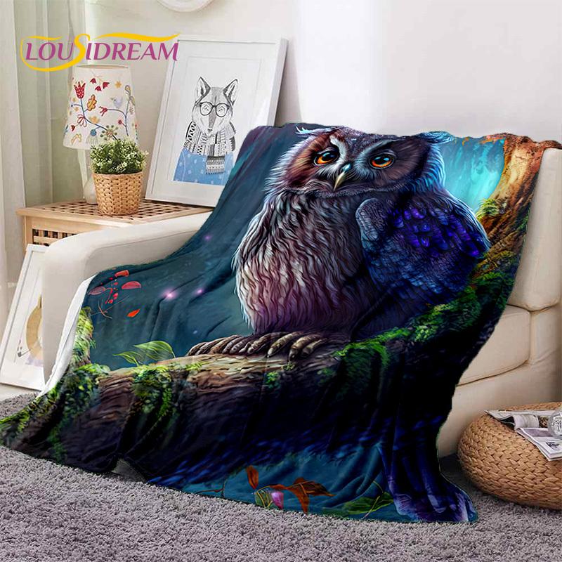 3D Cute Owl Eagle Birds Cartoon HD Soft Flannel Blankets,Throw Blanket Comfortable Blanket for Picnic Beds Home Bedroom Kid Gift