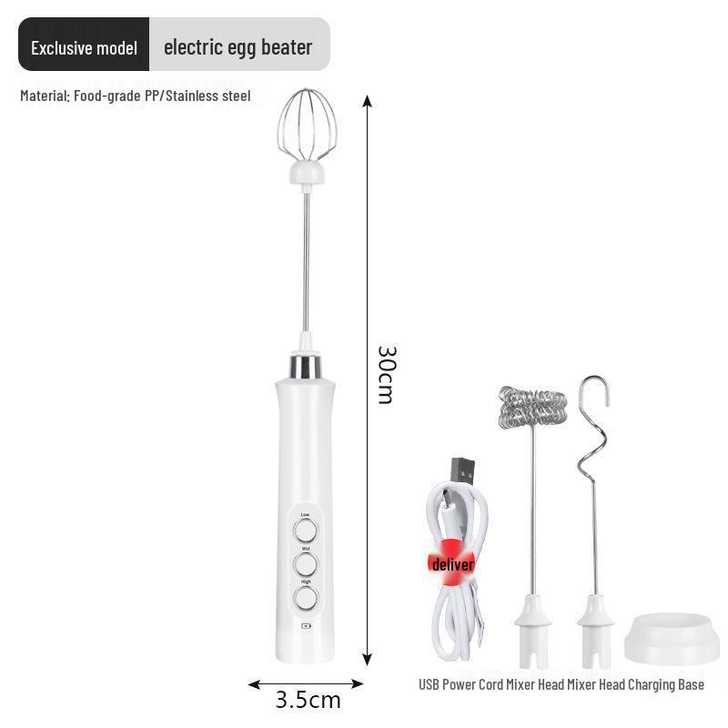 

USB-Rechargeable Handheld Electric Milk Frother & Egg Beater