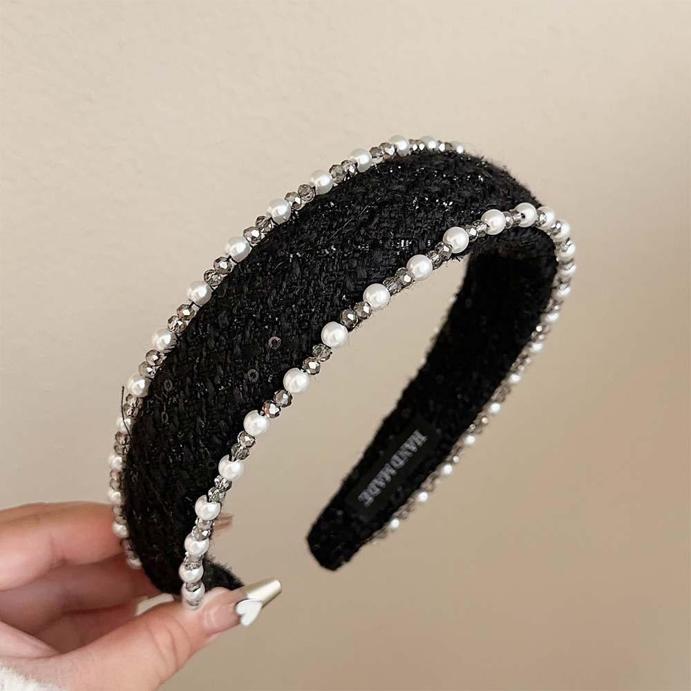Heavy Industry Wool Pearl Headband High Sense Wide-Edged Headhoop High Skull Top Hair Fixer Light Hair Accessories