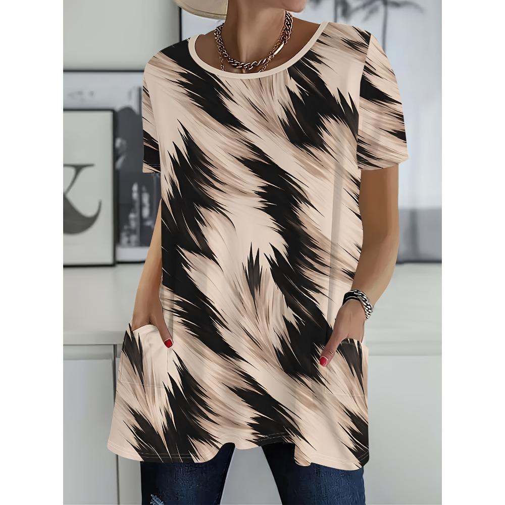 Women's Loose Fit Short Sleeve T-Shirt, Plus Size Casual Top, Summer Fashion Trend Base Layer