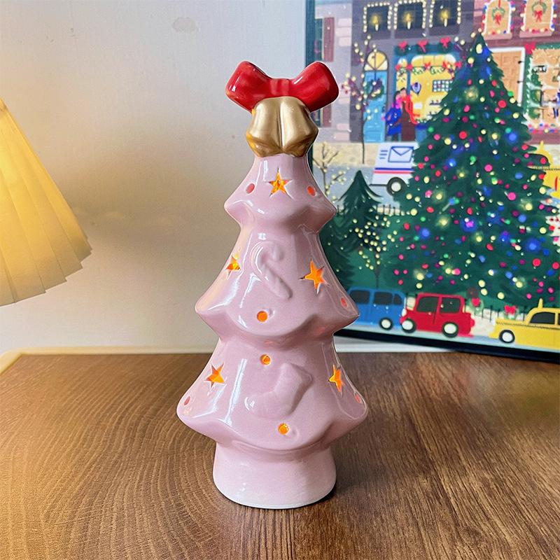 Ceramic Christmas Tree Night Light Ornament - Graduation, Birthday, Bestie Gift for Girls, Student Decor