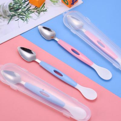 Baby Scraping Spoon Double-Headed Serrated Edge Fruit Feeding Spoon Tableware