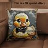 2D Adorable Duck Bow-Tie Pattern Pillow Covers Pattern Cushion Cover Suitable For Sofa Bedroom Car Pillow Cover