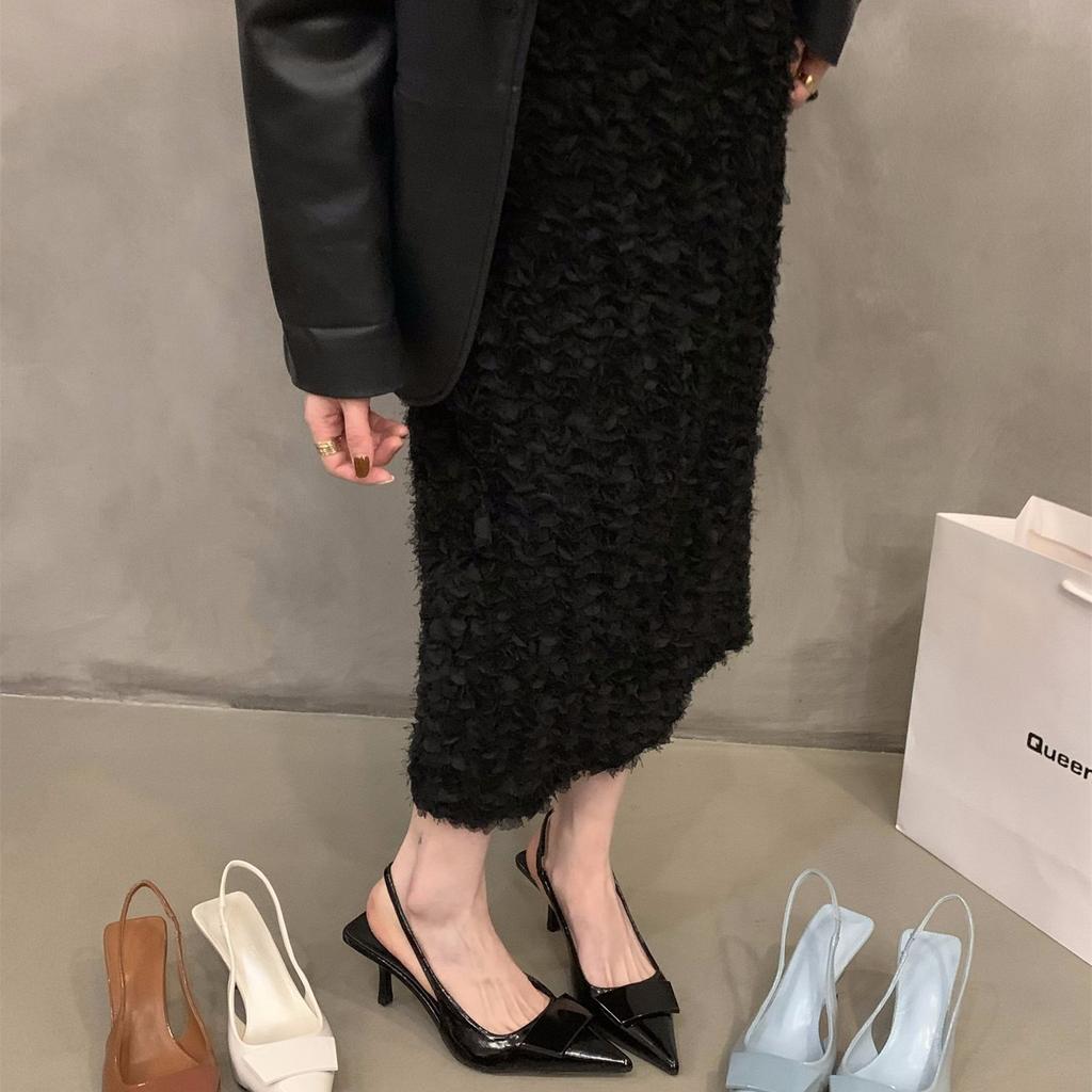 Niche French Black High Heels Bag Head Sandals Fairy Shoes 2025 New Spring and Summer Temperament Socialite Single Shoes