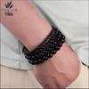 Bracciale Minimalista Retro da Uomo con Perline di Vetro Nero - Stile Europeo e Americano