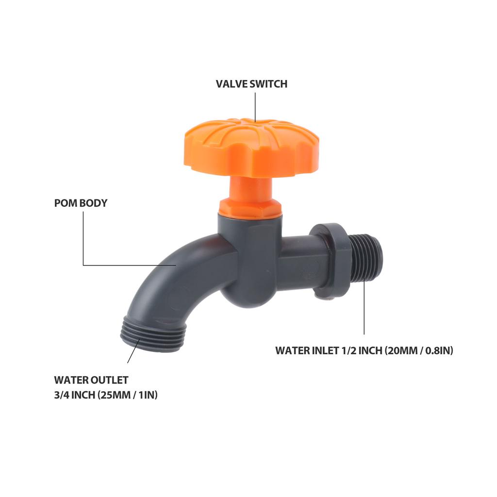 Hose Bibb Multifunctional Plastic Steel Sealing Leakproof Garden Water Hose Bibb for Aquarium Fish Tank RV Farm