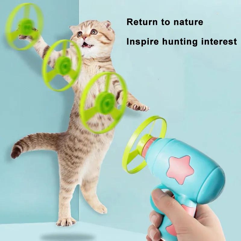 Funny Cat Interactive Teaser Training Toy Creative Kittens Mini Bamboo-copter Games Toys Pets Suppli