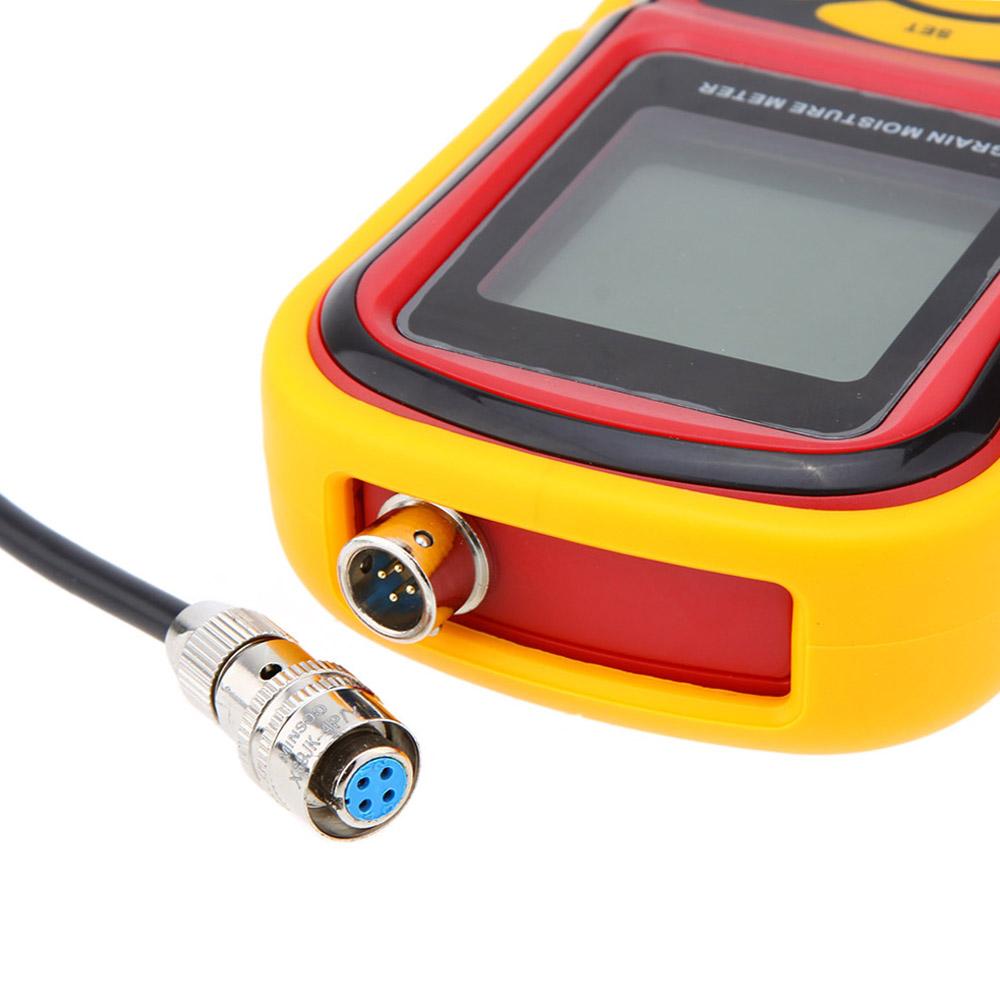 GM640 Portable Digital Grain Moisture Meter with Measuring Probe LCD Display Tester for Corn Wheat Rice Bean Wheat
