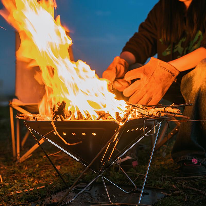 Black Deer Stainless Steel Folding Fire Pit & BBQ Grill