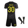 Kids Sports Equipment Paris Messi Football Jersey Set Breathable Quick-Dry Kids Soccer Training Uniform Blue White Stripes Ages 3-12