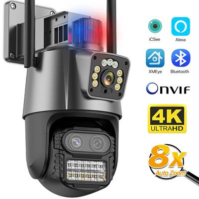 LS VISION Telecamera IP WIFI UE a tre lenti da 9 MP Telecamera PTZ a doppio schermo 4K HD Telecamera CCTV di sicurezza con monitoraggio automatico Telecamera di videosorveglianza P2P da 4 MP iCSee