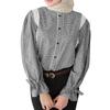 ZANZEA Women Lace Patchwork Casual O-neck Long Sleeve Grid Blouse