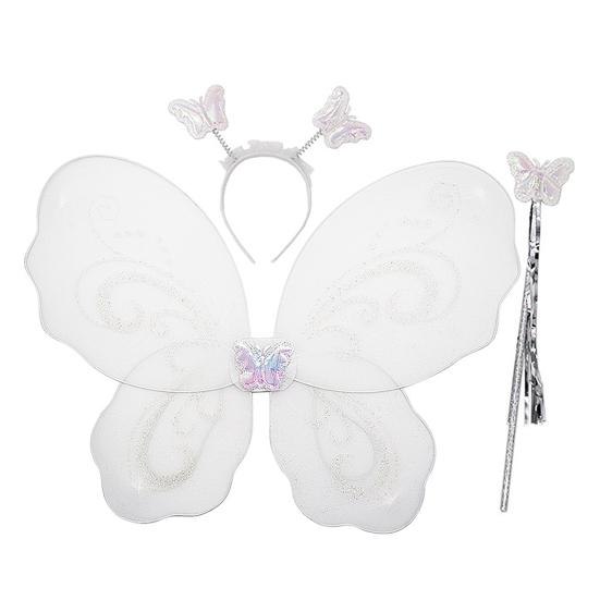 Yousheng 1 Set Girls Butterfly Wings Kids Foldable Butterfly Fairy Wings Hairband And Wand Fairy Costume Props for Halloween Parties Cosplay Photo