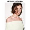 UR 2026 Spring Women's Draped Pleated Slim Long-Sleeve T-Shirt