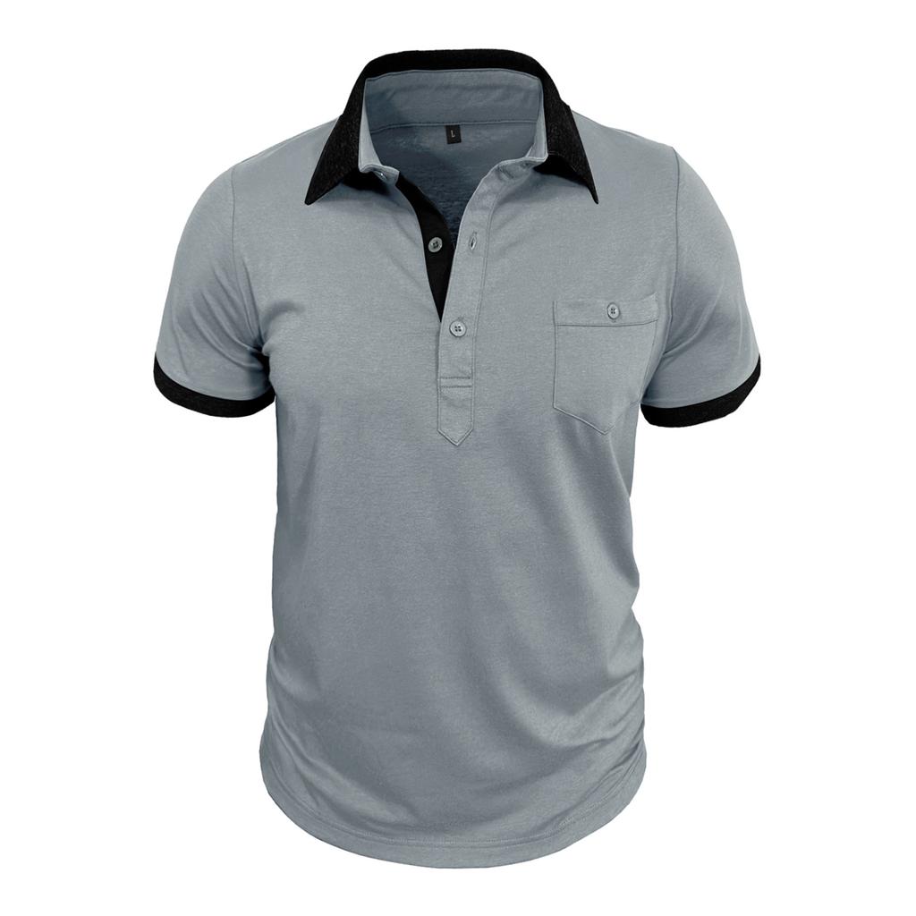 Men's Short Sleeve Polo Shirt Color Block Collar Button Up T-Shirt Daily Streetwear Business Casual Polos