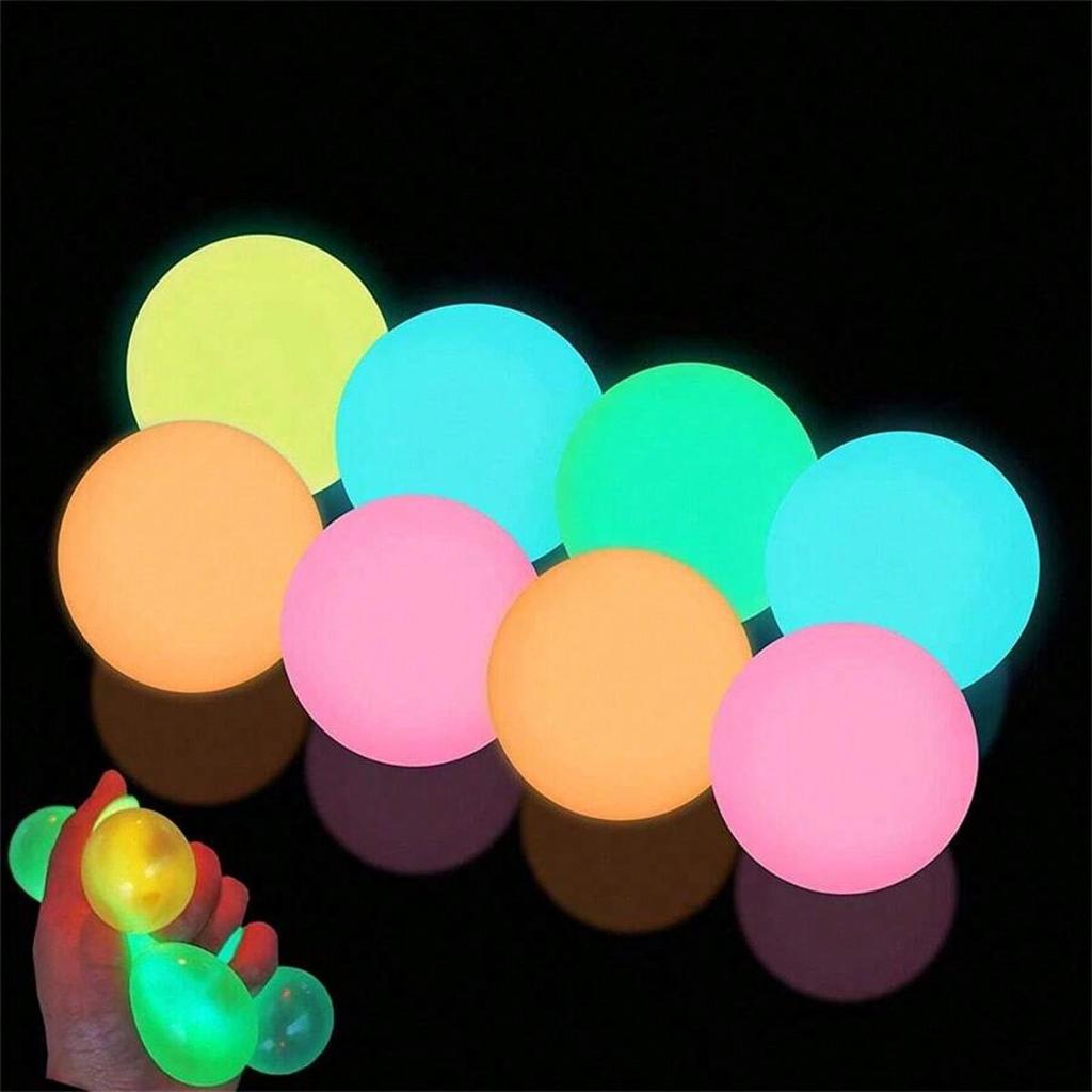 5pcs/10pcs Glow in The Dark Sticky Stress Ball Tactile Fidget Playthings ideal for Adults and Children Anxiety Relief Grip Fun Play Squeeze Toy