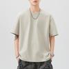 One Tone T-shirt Mens Short Relaxed Fit Versatile Round Neck Five-point Sleeves