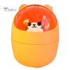 Trash Can Colorful Cartoon Bear Design Large-capacity Transparent Flap Top Multi-purpose Food Residue Storage Bin