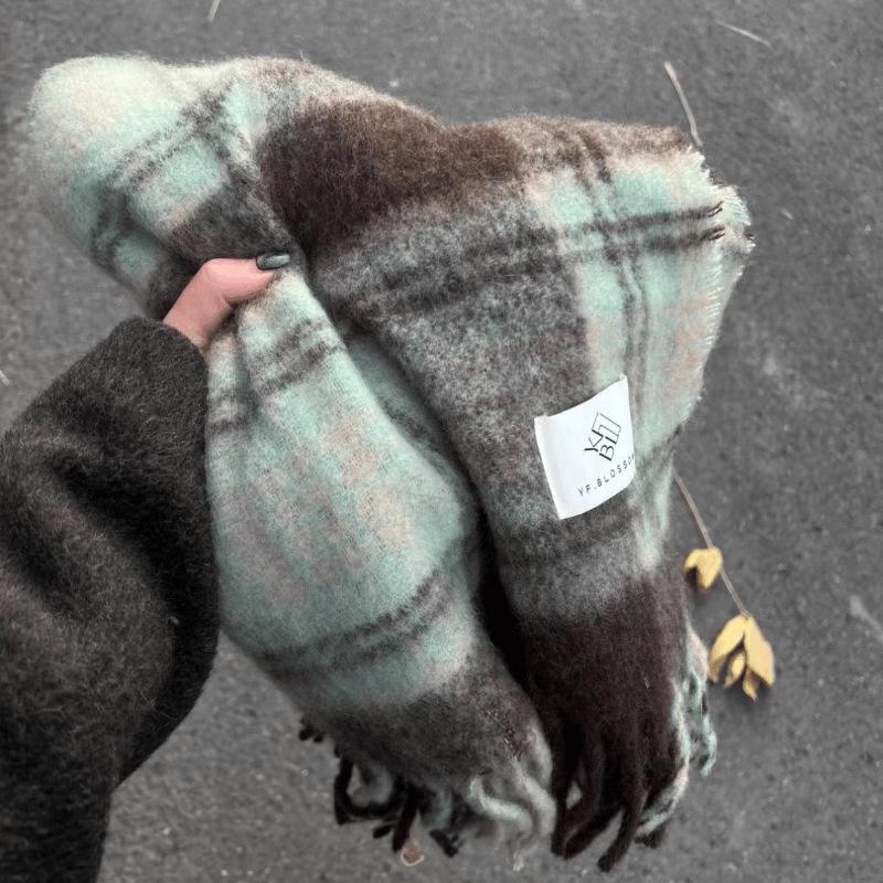 Women's Winter Imitation Cashmere Scarf - White Mohair Shawl Neck Warmer