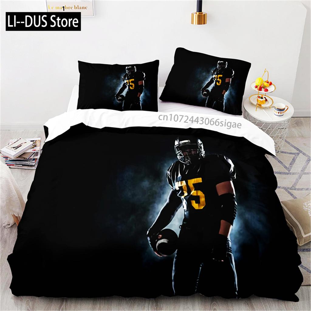 Twin Boy Sports Duvet Cover Football Bedding Set Microfiber Ball Sport Comforter Cover For Kids Teen Men Gifts Bedroom Decor