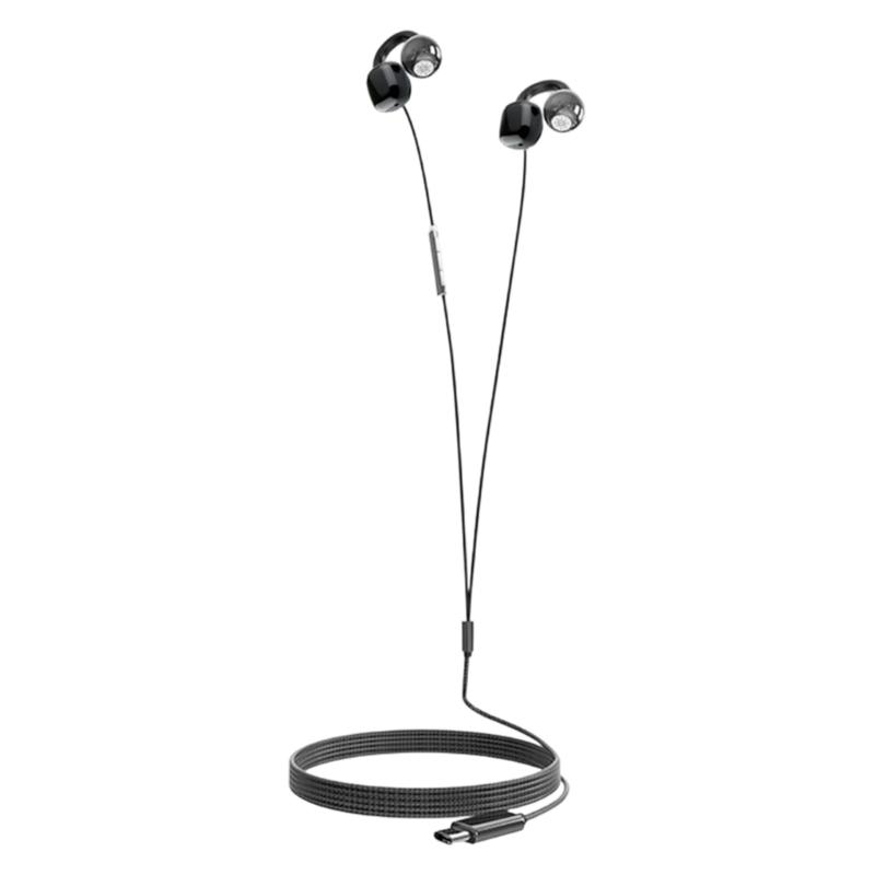 

3.5mm/Type C Earbud Headphones Cord Clip on Earphone with Ear Hook Earpiece for PC Smartphone MP3 MP4 Player Notebook чорний
