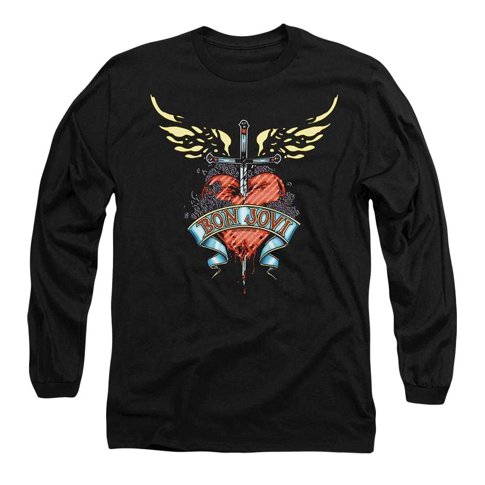 Bon Jovi Unisex Adult Dagger Heart Long-Sleeved T-Shirt