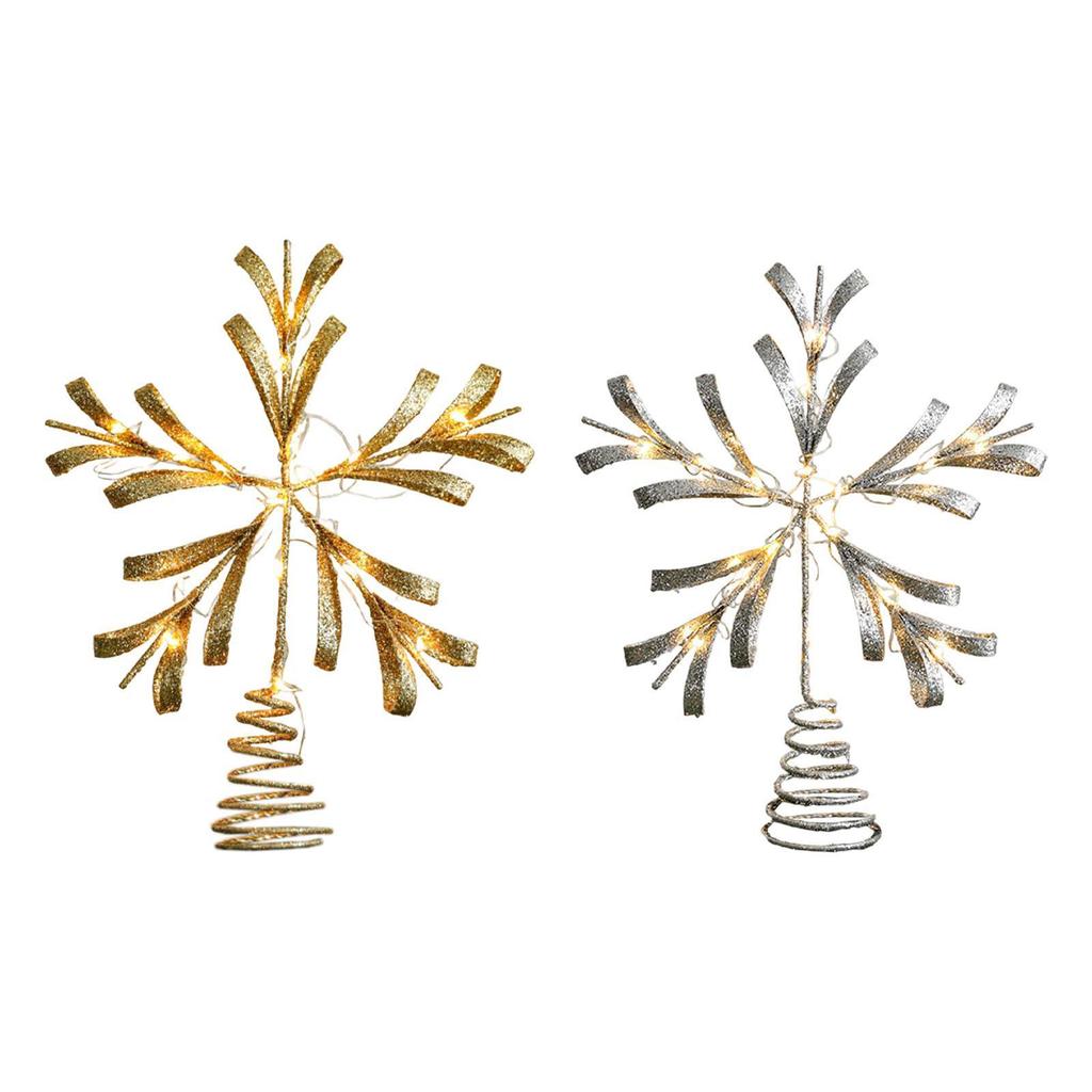 Glitzernder Weihnachtsbaumspitzenstern Schmiedeeisen LED Ornament für Partyort Außendekoration