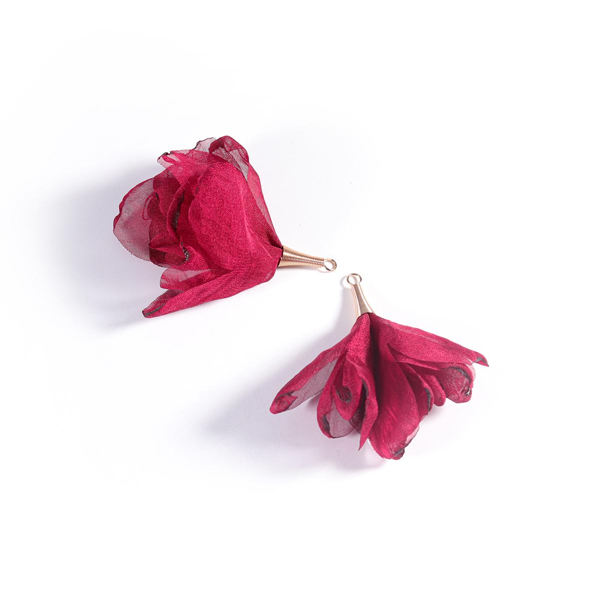 

10Pcs Mesh Chiffon Charm Pendant Colorful Flower Shape Fabric Pendant For Handmade Women s Earrings DIY Jewelry Accessories вино красного